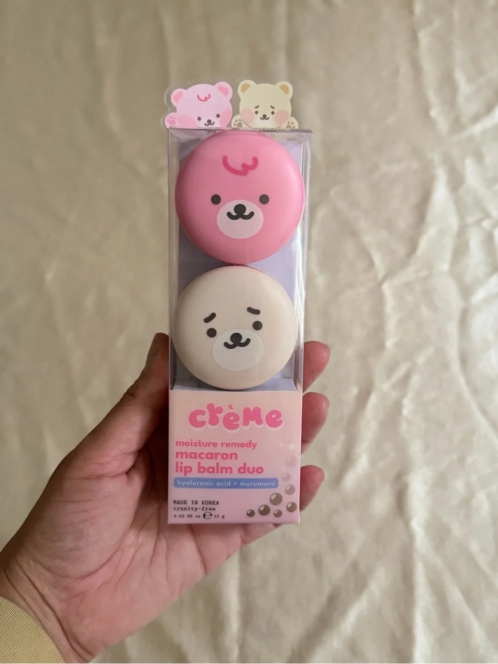 The Crème Shop Boba Bears Moisturizing Macaron Lip Balm Duo New